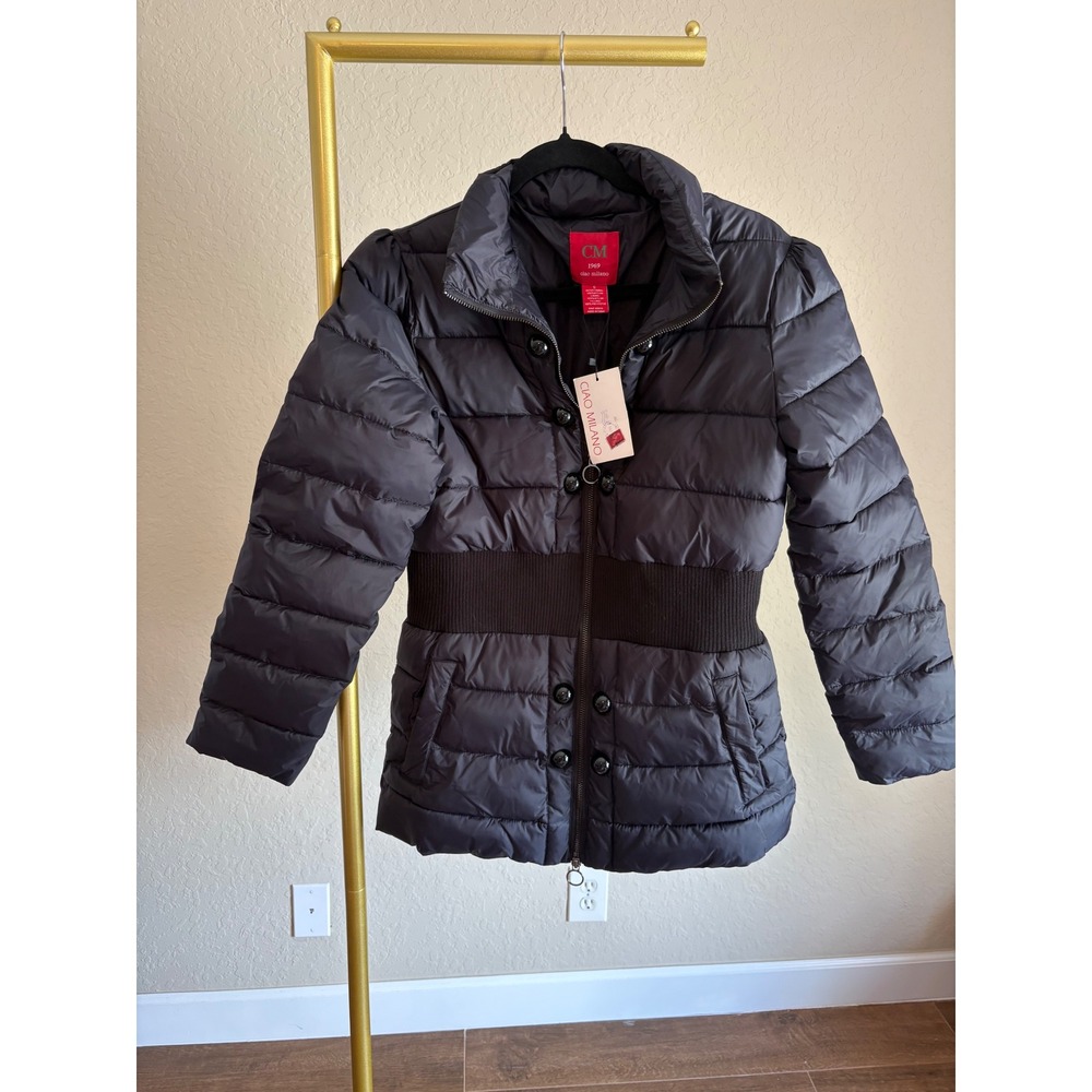 Ciao Milano 1969 Coat NWT Women Black Puffer Cinched Waist Quilted S Minimalosm